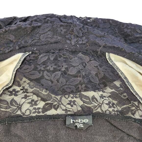 Bebe Sweater Womens Large Y2k 2000s Vintage Black Lace Tropical Retro Sequin - Picture 12 of 15